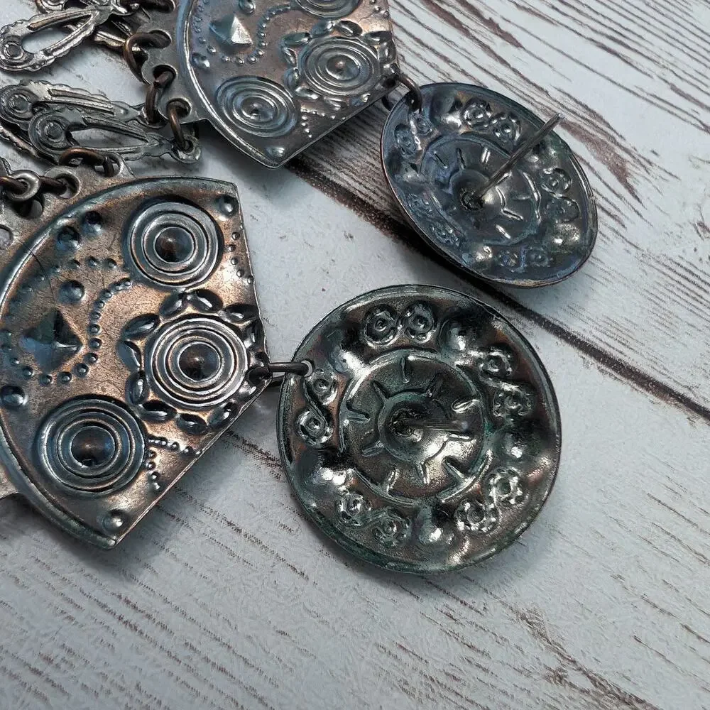 Vintage Earrings For Pierced Ears Dark Metal Dangle